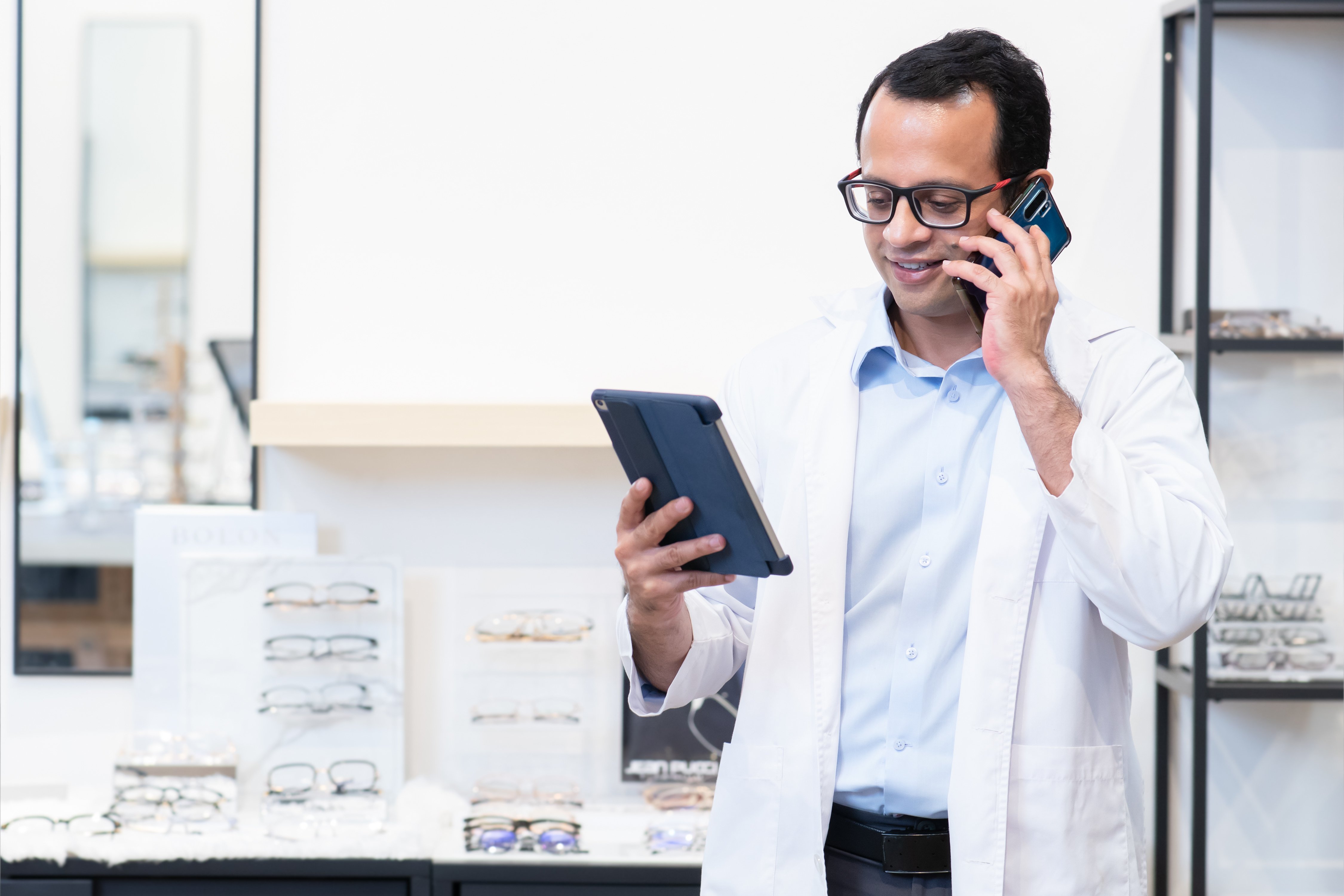 Optometrist on Phone